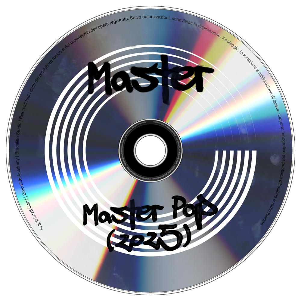 Corso di mastering Master Pop per musica pop rappresentato da un disco argento