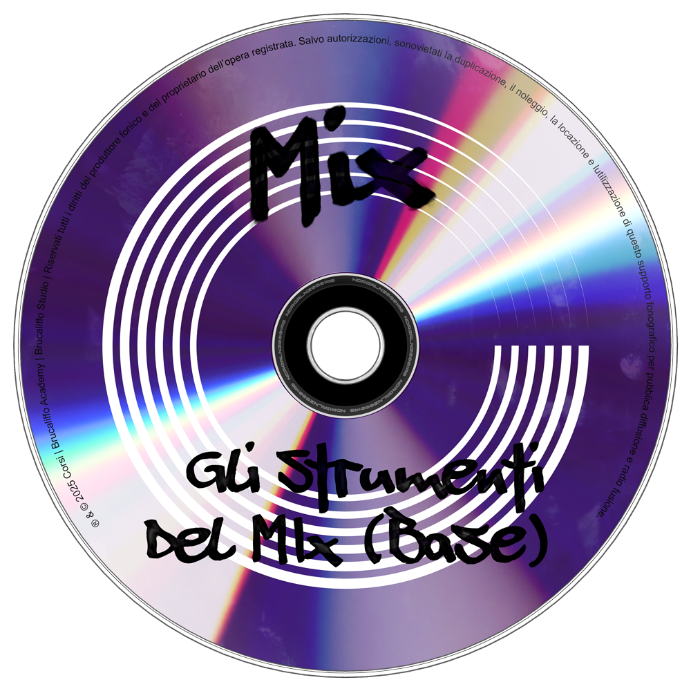 Corso di mix base ‘Gli strumenti del mix’ per imparare come e quando usare gli strumenti del mix, rappresentato da un disco viola