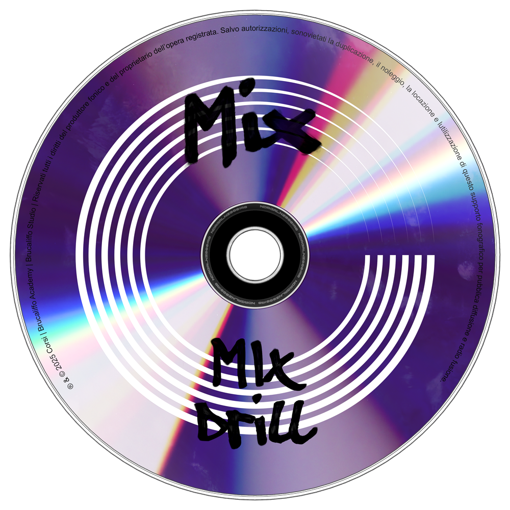 Corso di mix drill per il mixaggio di brani drill rappresentato da un disco viola