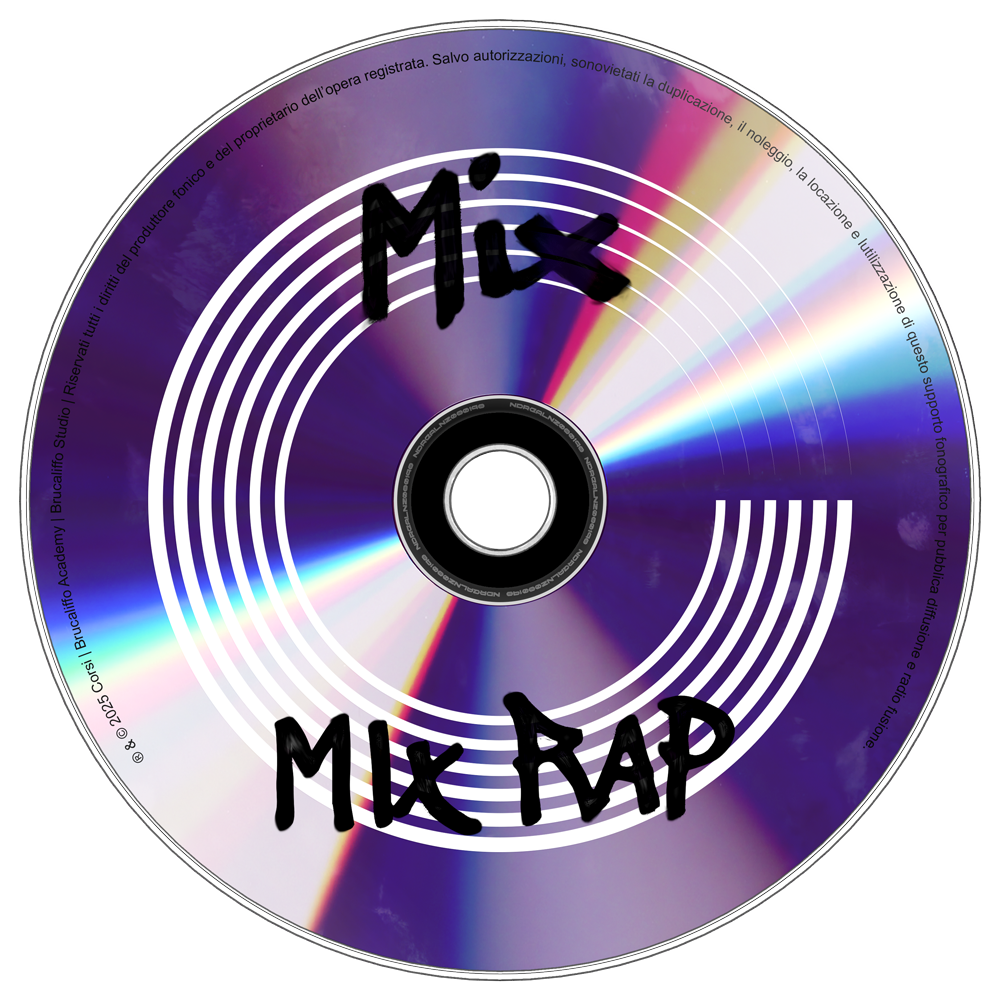 Corso di mix rap per imparare il mixaggio musicale rappresentato da un disco viola